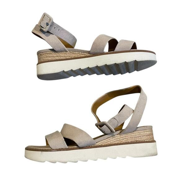 Franco Sarto Suede Ankle Strap Wedges Connolly Light Gray size 9.5 - Picture 2 of 7